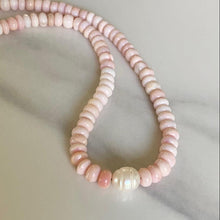 Load image into Gallery viewer, Pink opal necklace with pearl center
