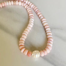 Load image into Gallery viewer, Pink opal necklace with pearl center
