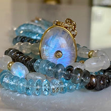 Load image into Gallery viewer, Rainbow moonstone pendant with diamond center
