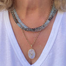 Load image into Gallery viewer, Rainbow moonstone pendant with diamond center
