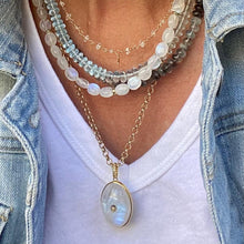 Load image into Gallery viewer, Rainbow moonstone pendant with diamond center
