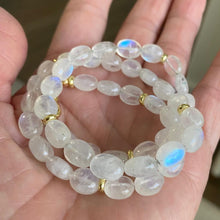 Load image into Gallery viewer, Rainbow moonstone with gold accents
