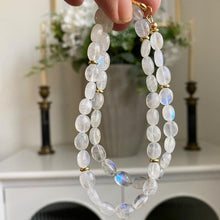 Load image into Gallery viewer, Rainbow moonstone with gold accents
