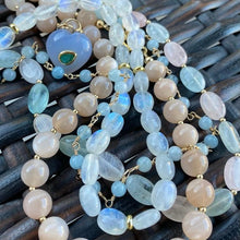 Load image into Gallery viewer, Rainbow moonstone with gold accents

