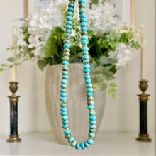 Load image into Gallery viewer, Turquoise necklace with gold accents
