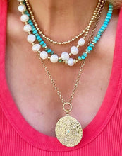 Load image into Gallery viewer, Turquoise necklace with cz and pearl
