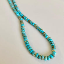 Load image into Gallery viewer, Turquoise necklace with gold accents
