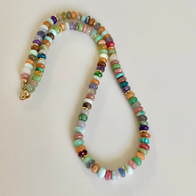 Load image into Gallery viewer, Multi color gemstone necklace with gold accents
