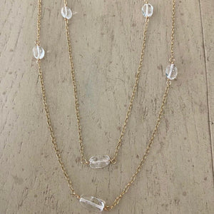 Long Gold Necklace with Aquamarine - Azure