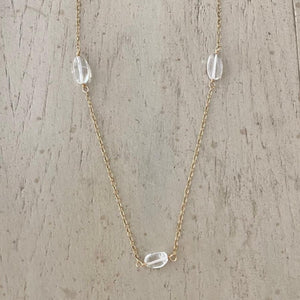 Long Gold Necklace with Aquamarine - Azure