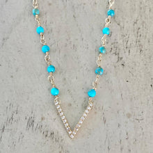 Load image into Gallery viewer, TURQUOISE CZ V DROP NECKLACE - ALLY
