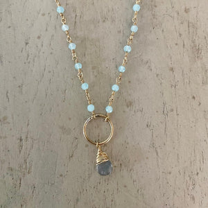 Aqua Chalcedony Necklace with Circle