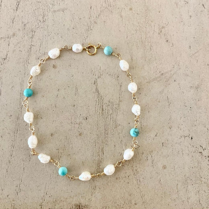 PEARL HOWLITE ROSARY BRACELET