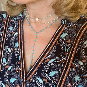TURQUOISE LARIAT NECKLACE - MAYFAIR