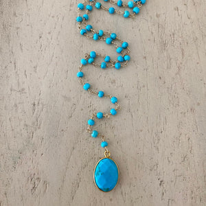 TURQUOISE LARIAT NECKLACE - MAYFAIR
