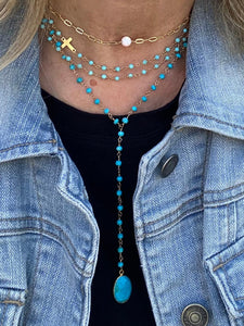 TURQUOISE LARIAT NECKLACE - MAYFAIR