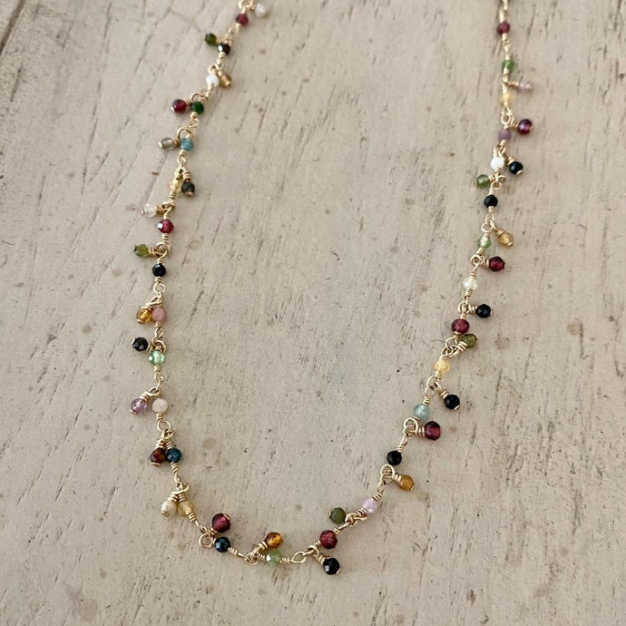 Gemstone Cluster Necklace - Boho