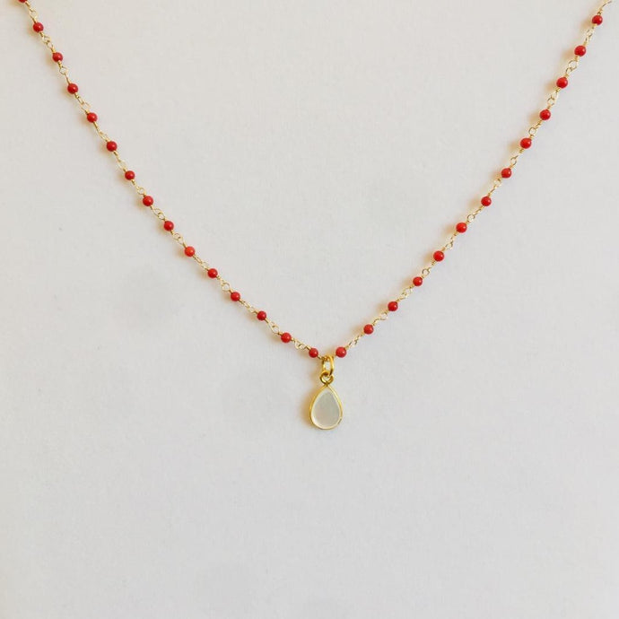 CORAL NECKLACE WITH MOP