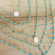 Load image into Gallery viewer, TURQUOISE NECKLACE WITH PEARL - SUNI
