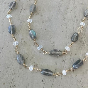 LABRADORITE MOONSTONE NECKLACE - PORTO