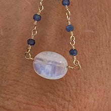 Load image into Gallery viewer, Sapphire Necklace with Moonstone Drop
