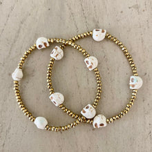 Load image into Gallery viewer, Golden Hematite Skull Bracelet
