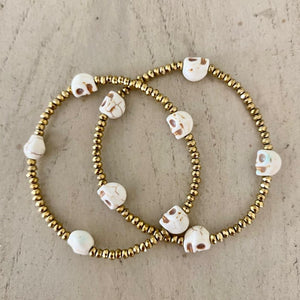 Golden Hematite Skull Bracelet