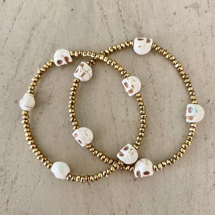 Golden Hematite Skull Bracelet