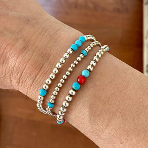 SILVER BEAD GEM STACK
