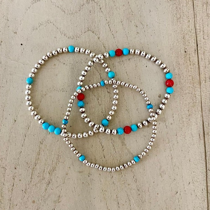 SILVER BEAD GEM STACK