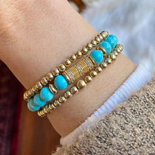Load image into Gallery viewer, TURQUOISE BEADS GOLD CENTER
