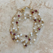 Load image into Gallery viewer, TINY GARNET MOONSTONE NECKLACE - CHIA
