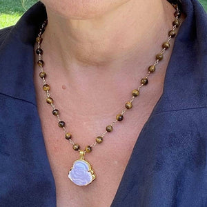 TIGER EYE NECKLACE - HAPPY BUDDHA