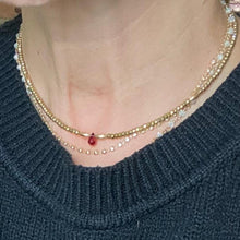 Load image into Gallery viewer, Hematite Necklace with Garnet Drop
