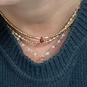 Hematite Necklace with Garnet Drop
