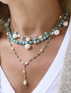 PAPERCLIP NECKLACE WITH GEMSTONES - SERENA