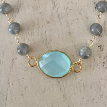 Load image into Gallery viewer, Labradorite Necklace with Aqua Chalcedony
