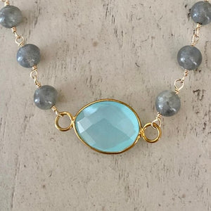 Labradorite Necklace with Aqua Chalcedony