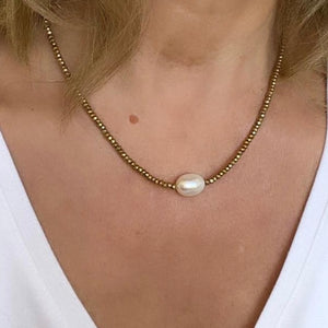 Hematite Necklace with Pearl