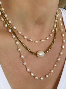 Hematite Necklace with Pearl