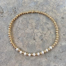 Load image into Gallery viewer, GOLD BEADS STACK WITH PEARL - SITGES
