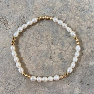 GOLD BEADS STACK WITH PEARL - SITGES
