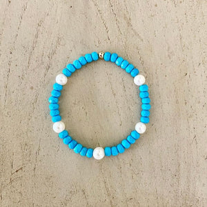 TURQUOISE BEADS WITH PEARL