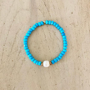 TURQUOISE BEADS WITH PEARL