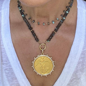LABRADORITE NECKLACE WITH COIN - VICTORIA