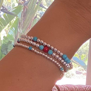 SILVER BEAD GEM STACK