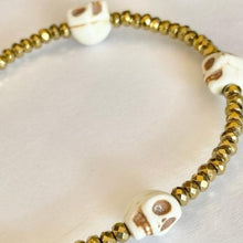 Load image into Gallery viewer, Golden Hematite Skull Bracelet
