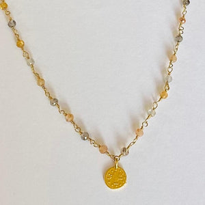 GEMSTONE COIN NECKLACE - GRECIA