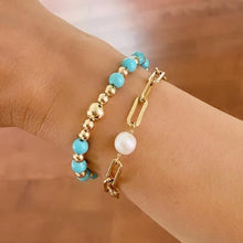 Load image into Gallery viewer, TURQUOISE BEADS GOLD CENTER
