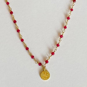 GEMSTONE COIN NECKLACE - GRECIA